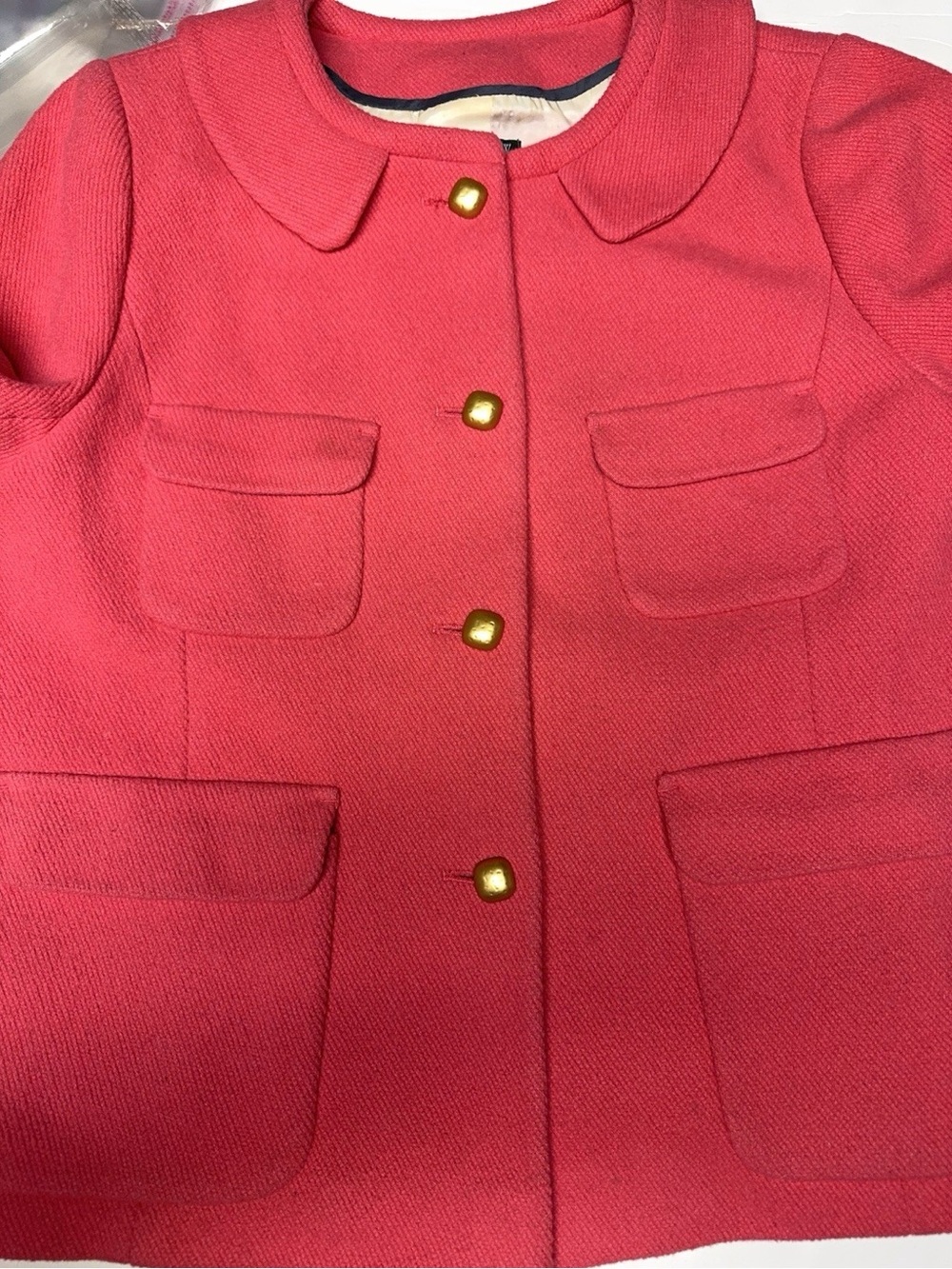 J. Crew Coral Pink Four-Pocket Button Pea Coat - Picture 6 of 8